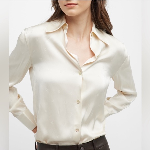 NWT Vince Monogram Jacquard Shirt Blouse Size XXS - Picture 1 of 12